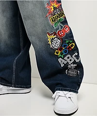 Adam Bomb Variety Patch Blue Wash Baggy Jeans