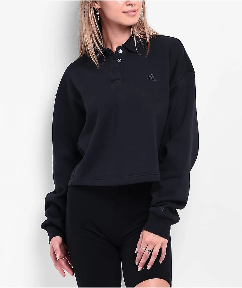 Adidas All SZN Black Crop Polo Sweatshirt