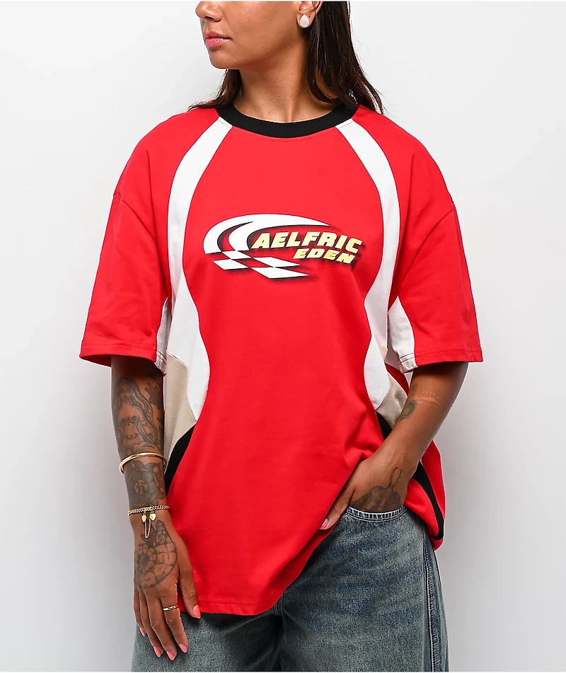 Aelfric Eden Colorblock Racing Red T-Shirt
