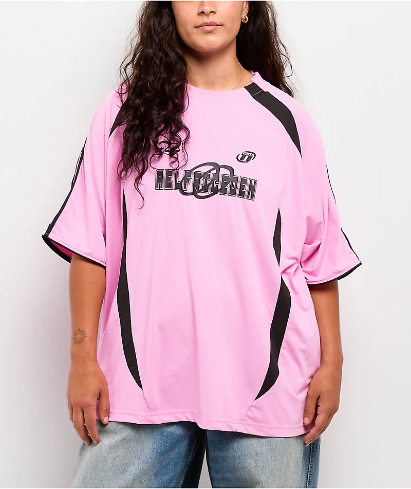 Aelfric Eden Contrast Color Striped Pink Soccer Jersey