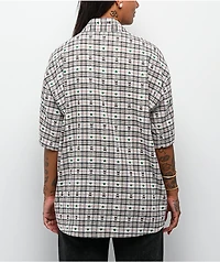 Aelfric Eden Crochet Heart Pocket Green Plaid Short Sleeve Button Up Shirt