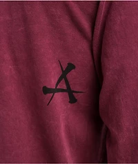 Afflicition Crows Burgundy Lava Wash Long Sleeve T-Shirt