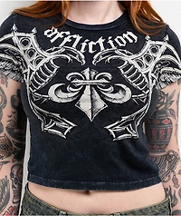 Affliction Aguilas Black Lava Wash Crop T-Shirt