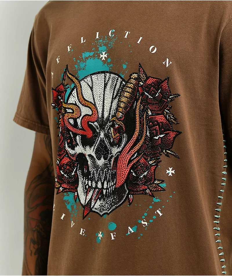 Affliction Alley Wreck Brown T-Shirt