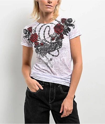 Affliction Amber Rose White Burnout T-Shirt
