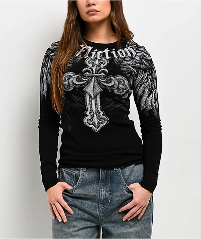 Affliction Angelo Black Thermal Long Sleeve T-Shirt