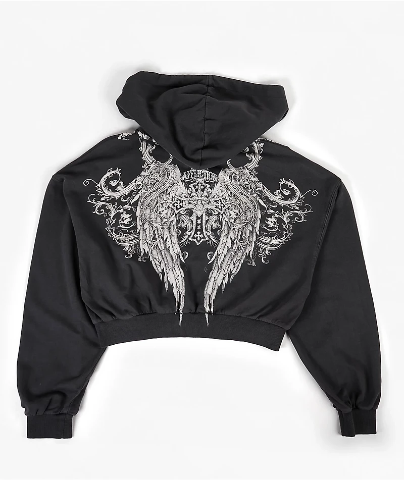 Affliction Aristocrat Black Crop Zip Hoodie