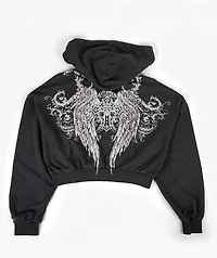 Affliction Aristocrat Black Crop Zip Hoodie