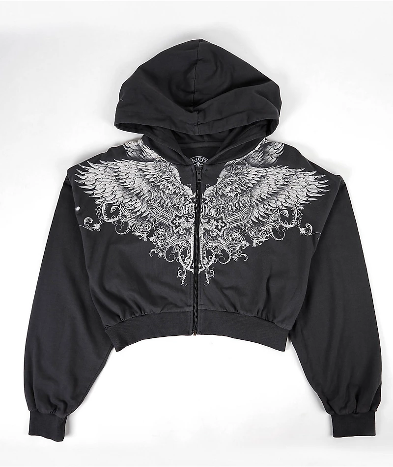 Affliction Aristocrat Black Crop Zip Hoodie