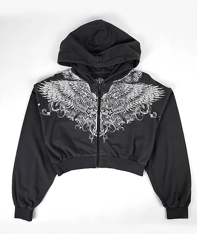 Affliction Aristocrat Black Crop Zip Hoodie