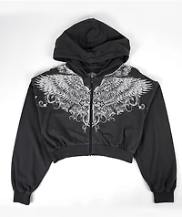 Affliction Aristocrat Black Crop Zip Hoodie