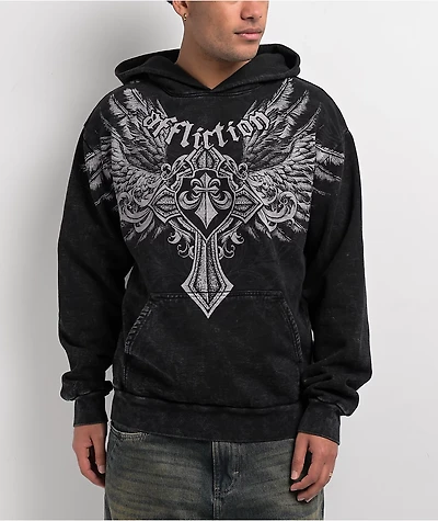 Affliction Ayala Black Lava Wash Hoodie