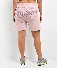 Affliction Ayala Peach Pink Rhinestone Sweat Shorts