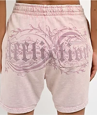 Affliction Ayala Peach Pink Rhinestone Sweat Shorts