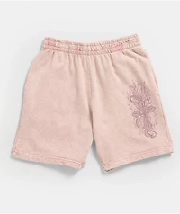 Affliction Ayala Peach Pink Rhinestone Sweat Shorts