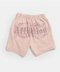 Affliction Ayala Peach Pink Rhinestone Sweat Shorts