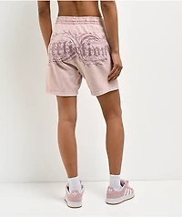 Affliction Ayala Peach Pink Rhinestone Sweat Shorts