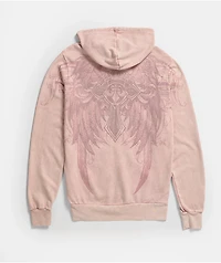 Affliction Ayala Rhinestone Pink Wash Zip Hoodie