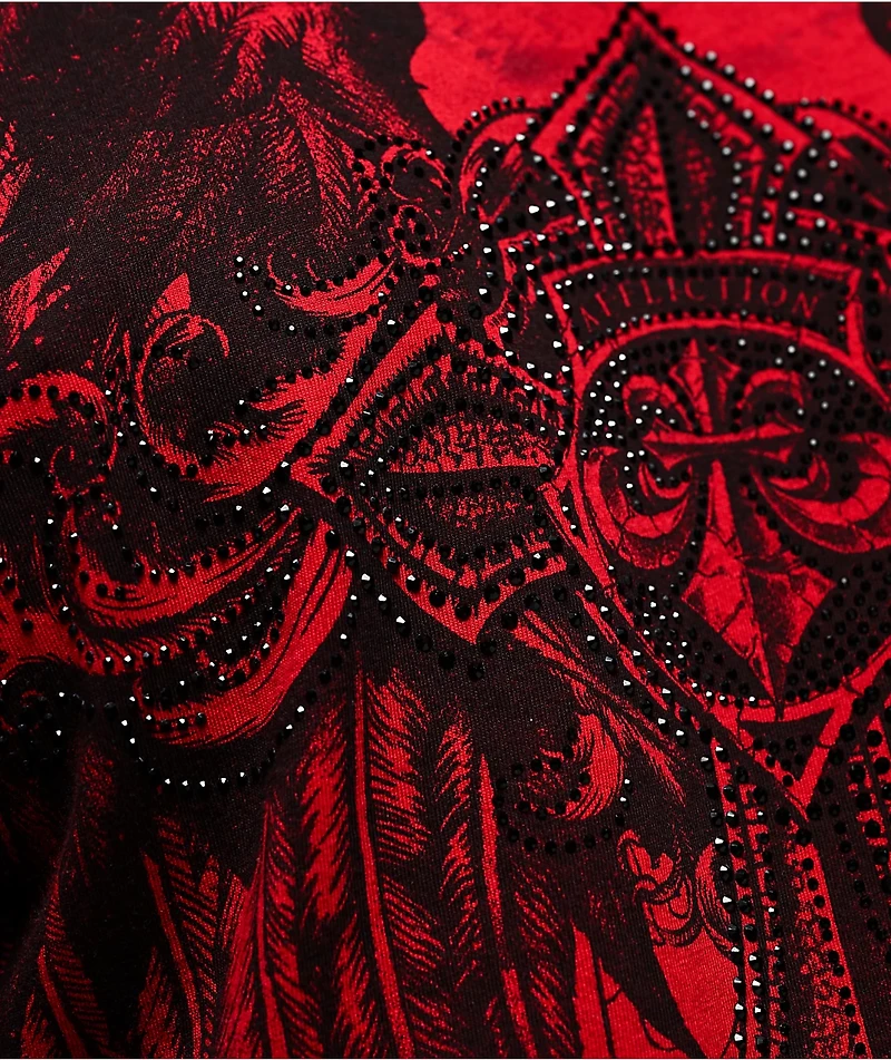 Affliction Ayala Rhinestone Red T-Shirt