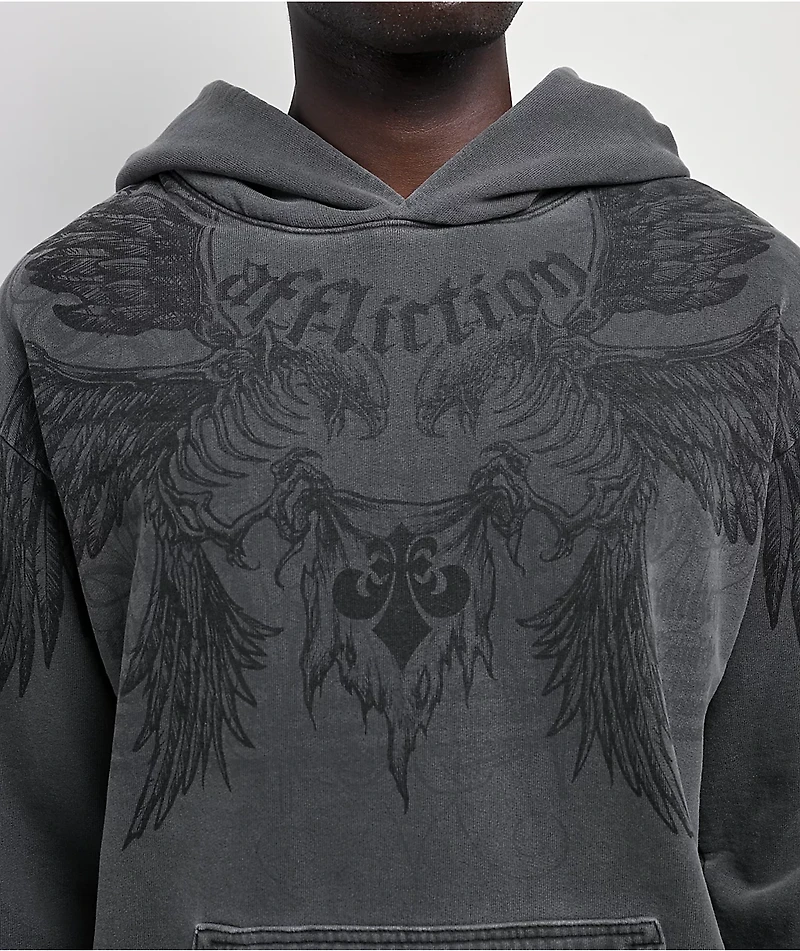 Affliction Birds Of Prey Grey Wash Hoodie