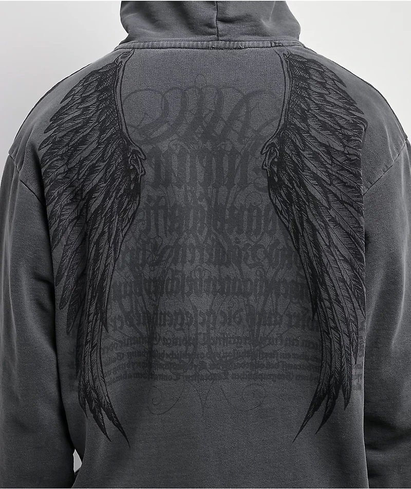 Affliction Birds Of Prey Grey Wash Hoodie