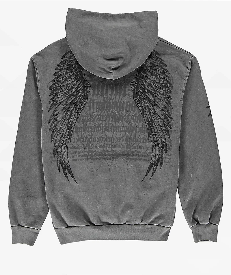 Affliction Birds Of Prey Grey Wash Hoodie