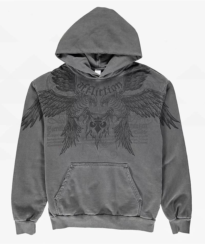 Affliction Birds Of Prey Grey Wash Hoodie