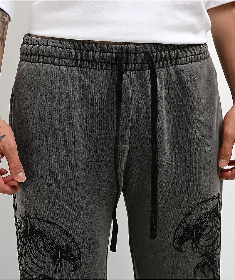 Affliction Birds Of Prey Grey Wash Sweatpants