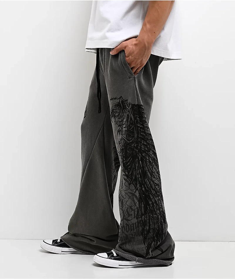 Affliction Birds Of Prey Grey Wash Sweatpants