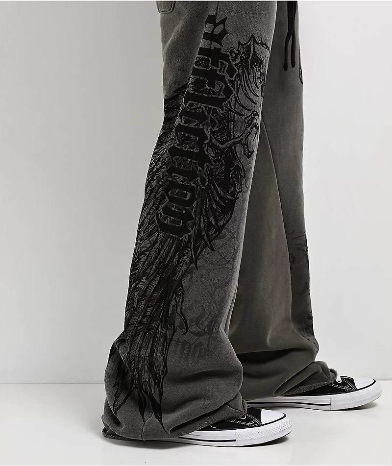 Affliction Birds Of Prey Grey Wash Sweatpants