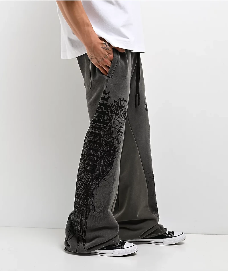 Affliction Birds Of Prey Grey Wash Sweatpants