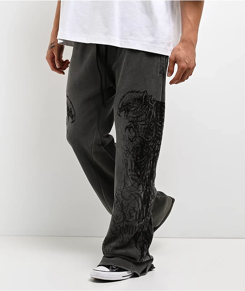 Affliction Birds Of Prey Grey Wash Sweatpants