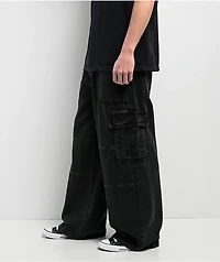 Affliction Black Wash Ultra Wide Leg Cargo Jeans