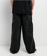 Affliction Black Wash Ultra Wide Leg Cargo Jeans