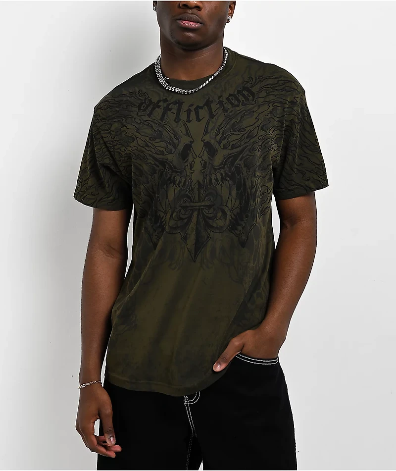 Affliction Burn Green T-Shirt