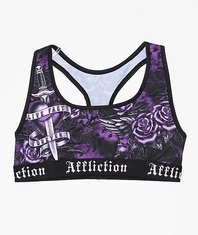 Affliction Carbon Purple Sports Bra