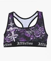 Affliction Carbon Purple Sports Bra