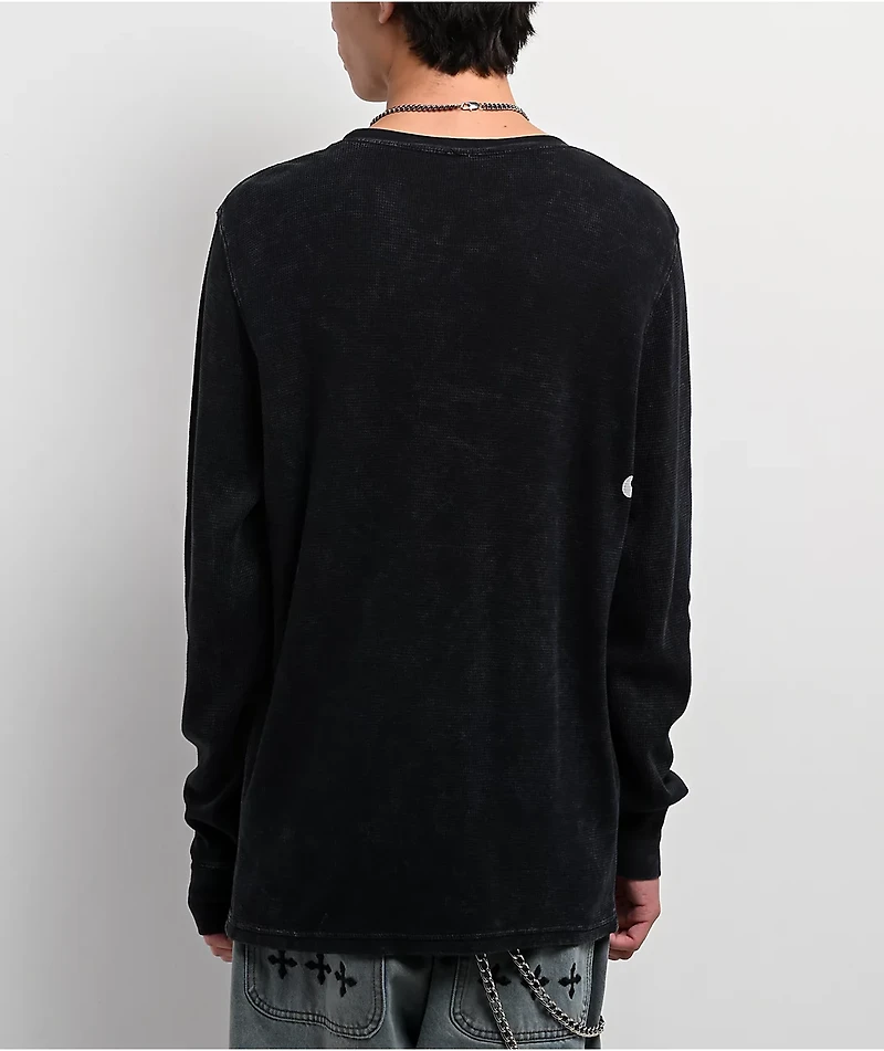 Affliction Catastrophe Black Wash Thermal Long Sleeve T-Shirt