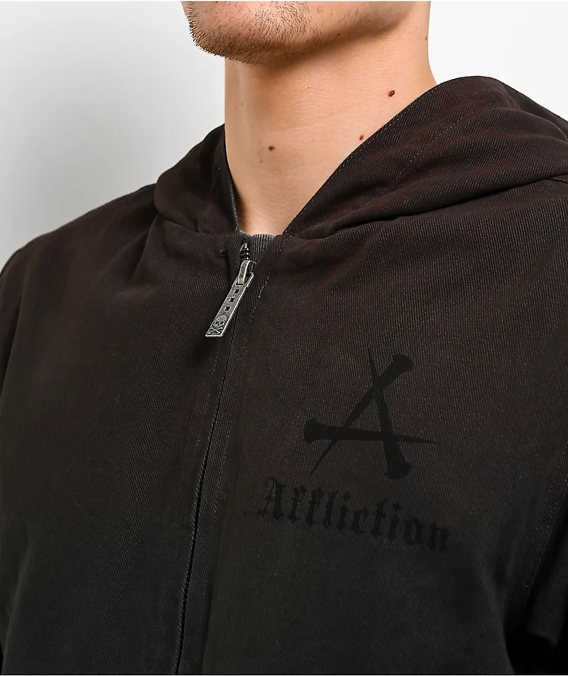 Affliction Catharsis Black Hooded Canvas Jacket