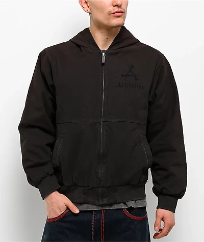 Affliction Catharsis Black Hooded Canvas Jacket