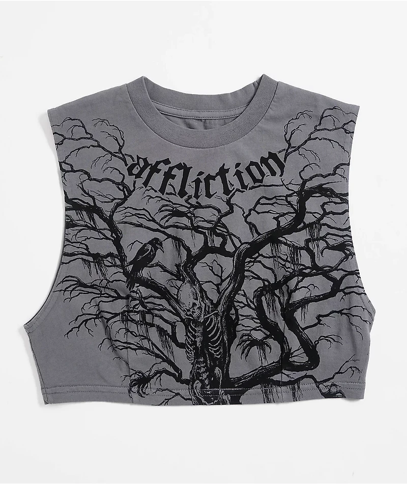 Affliction Catharsis Grey Crop Tank Top