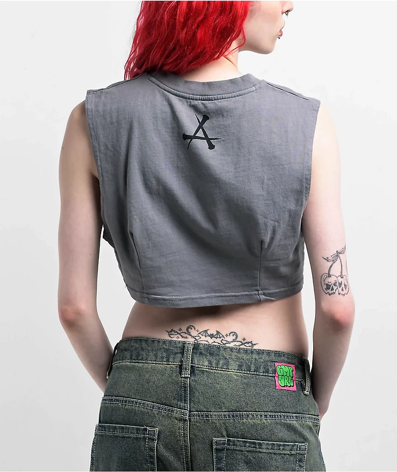 Affliction Catharsis Grey Crop Tank Top