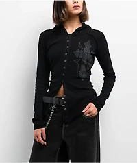 Affliction Chaos Theory Black Thermal Button Up Hoodie