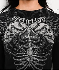 Affliction Charred Martyr Black Long Sleeve Crop T-Shirt