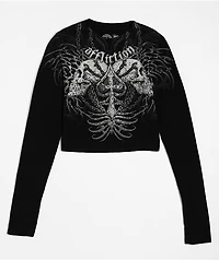 Affliction Charred Martyr Black Long Sleeve Crop T-Shirt