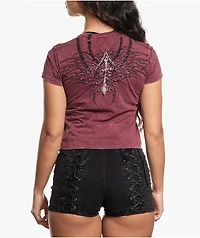 Affliction Charred Martyr Red Wash Crop T-Shirt