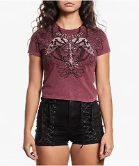 Affliction Charred Martyr Red Wash Crop T-Shirt
