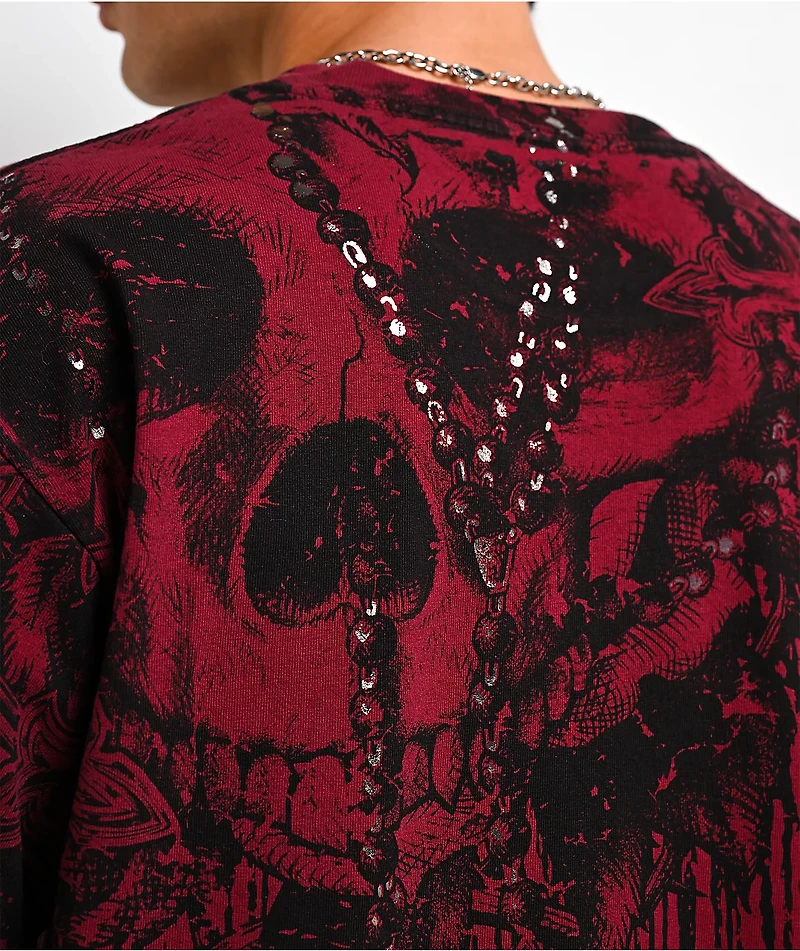 Affliction Chemical Rain Red & Grey 2fer Long Sleeve T-Shirt