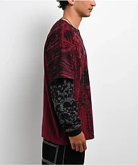 Affliction Chemical Rain Red & Grey 2fer Long Sleeve T-Shirt