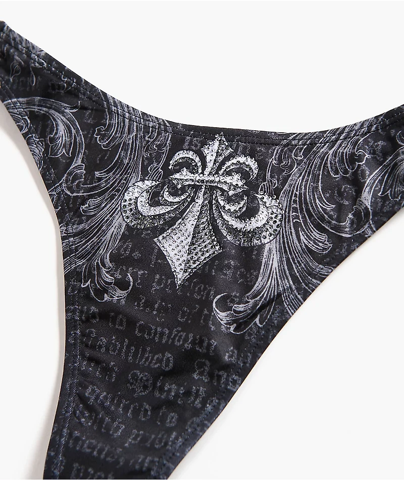 Affliction Collapse Black High Leg Bikini Bottom